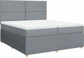 vidaXL világosszürke szövet rugós ágy matraccal 200 x 200 cm