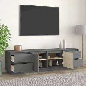 szürke tömör fenyőfa TV-szekrény 176 x 37 x 47,5 cm