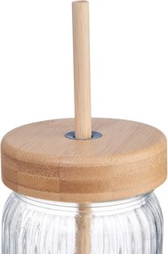GREEN TASTE üveg pohár bambusz tetővel és szívószállal 450ml