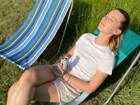Összecsukható strandnyugágy SAND, zöld csíkokkal