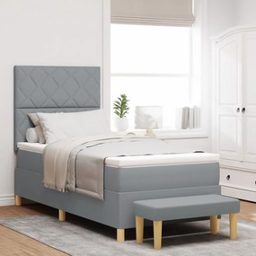 Box Spring Ágy Matraccal &amp; Pad Világosszürke 90x190 cm Szövet