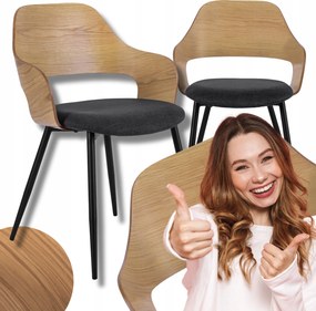 Fa kárpitozott Loft Hajlított Étkező Nappali Szék Orbi tölgy