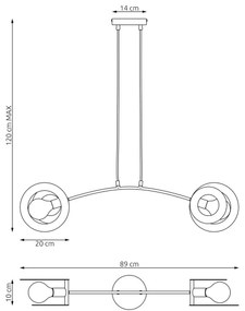 Csillár zsinóron EUFORIA 2xE27/15W/230V fekete