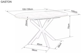 Gaston bővíthető étkezőasztal 100-135cm