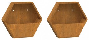 2 db rozsda színű corten acél fali növénytartó 46 x 10 x 40 cm