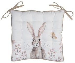 Vintage húsvéti nyuszi mintás pamut székpárna 40x40cm Rustic Easter Bunny