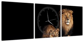 Kép - oroszlán és a nőstény oroszlán (órával) (90x30 cm)