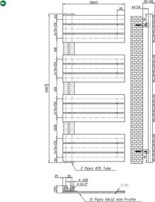 Solaro Design törölközőszárító radiátor 1200x500 mm fekete