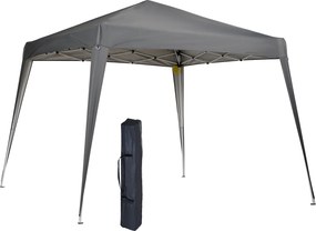 Outsunny 2,4x2,4m Összecsukható Pavilon UV Védelemmel, Party Sátor Képzőtáskával Kerthez, Balkonohoz, Acélszürke | Aosom