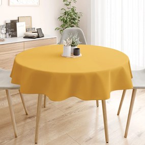 Goldea loneta dekoratív asztalterítő - mustárszínű - kör alakú Ø 100 cm