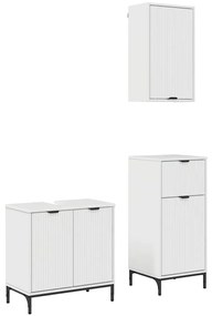 Fürdőszoba bútor szett 3 pcs Magasfényű fehér 39.5 x 36 x 88 cm