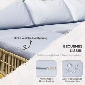 Outsunny Kerti bútor szett, 5 részes, ülőpárnákkal együtt, szintetikus rattan, rozsdamentes acél váz, világosszürke