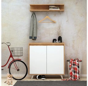 Fali fogas OBSOYO 15x80 cm + cipőtartó 100x80 cm barna/fehér