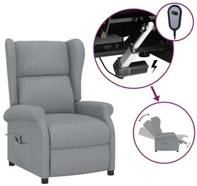 világosszürke szövet magas háttámlájú elektromos dönthető fotel