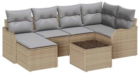 vidaXL Kerti Kanapé Szett párnával 7 pcs Bézs Poli rattan