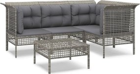 vidaXL 5 részes szürke polyrattan kerti ülőgarnitúra párnákkal