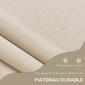 Outsunny Szabadonálló Kézi Kihúzható Napernyő 1,5L x 1,2W x 2,1-3H m Állítható Dőlésszögű Teraszra Fúrás Nélkül Alumínium Poliészter Homok | Aosom