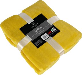 Puha Mikroszálas Takaró Luna Sárga 150x200 cm Pléd Ágytakaró