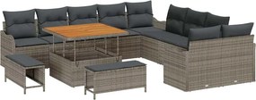 vidaXL Kerti Kanapé Szett 13 pcs Szürke polirattan