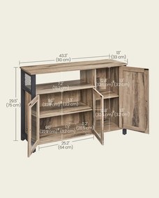 Tárolószekrény 3 ajtóval, ipari stílus, tevebarna és tintafekete színben