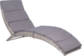 vidaXL szürke összecsukható polyrattan napozóágy párnával