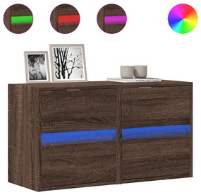 2 db barna tölgyszínű fali TV-szekrény LED-del 41 x 31 x 45 cm