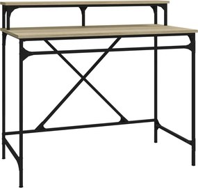 vidaXL sonoma tölgyszínű szerelt fa és vas íróasztal 100 x 50 x 90 cm