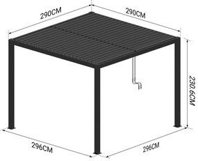 Alumínium bioklimatikus pergola lamellákkal 3 x 3 M