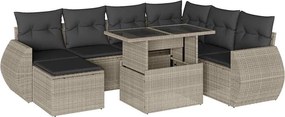 vidaXL 8 részes világosszürke polyrattan kerti ülőgarnitúra párnával