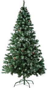 tectake 402822 karácsonyi élethű műfenyő tobozokkal, fém állvánnyal 180cm - zöld