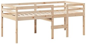 tömör fenyőfa magasított ágy tetővel 75 x 190 cm