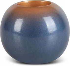 Dekorációs gyertyatartó Nessa 10x9 gömb kék, arany ombre hatású
