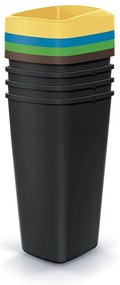 Szeméttároló szett válogatott hulladékhoz, négyzet alakú, 4 x 25 l, színes