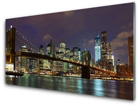 Modern üvegkép Építészet Bridge City 125x50 cm