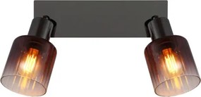 Globo 54313-2 Spotlámpa fém fekete-króm, réz színű/átlátszó színátmenetes üveg búra, HxSzxM: 250x80x180mm, 2x E14 40W 230V izzók nélkül