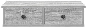 Falipolc fiókokkal szürke sonoma 60x25x15 cm műszaki fa