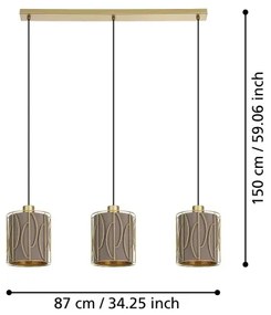 Eglo 390207 - Csillár zsinóron COROJAL 3xE27/40W/230V arany/barna