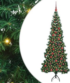 vidaXL Sarok Műkarácsonyfa 300 LED-del Zöld 180 cm PVC és fém