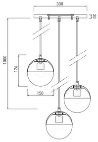 Lámpa Mennyezeti lámpatest ABIES, 7597, AC220-240V, 50/60Hz, 3*E27, IP20, hármas, arany