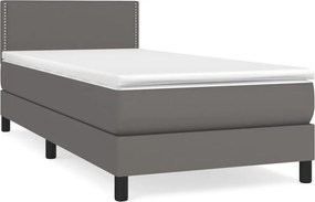 vidaXL szürke műbőr rugós ágy matraccal 100 x 200 cm
