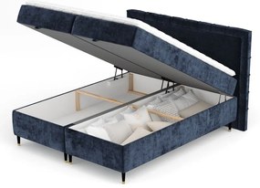 Sötétkék ágyneműtartós boxspring ágy 160x200 cm Voyage – Maison de Rêve