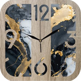 Dekoratív falióra Nappaliba Fekete-szürke márvány arany 35cm