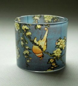 Üveg Gyertyatartó Tealight Madár az ágon Hokusai Parastone