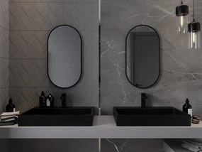 Mexen Loft ovális fürdőszobai tükör 75 x 40 cm, fekete keret - 9851-075-040-000-70