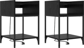 vidaXL Éjjeliszekrény 2 pcs Fekete tölgy 40 x 40 x 61 cm Faanyag