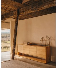 Natúr színű alacsony komód tölgyfa dekorral 200x74 cm Alguema – Kave Home