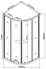 Spirit Matt 90x90 cm íves zuhanykabin zuhanytálca nélkül
