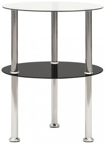 2 szintes átlátszó és fekete edzett üveg kisasztal 38 cm