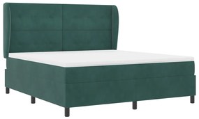 Boxspring Ágy Matraccal Sötétzöld 180x200 cm Bársonyos