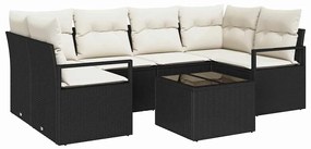 vidaXL Kanapé Szett 7 pcs Fekete és Krém polirattan